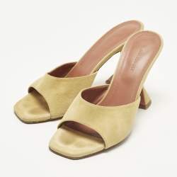 Pre Owned Amina Muaddi lupita Size 38.5 Beige Suede Slide Sandals