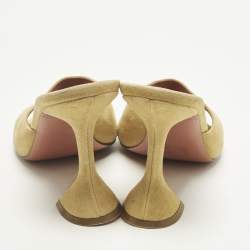 Pre Owned Amina Muaddi lupita Size 38.5 Beige Suede Slide Sandals