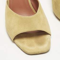 Pre Owned Amina Muaddi lupita Size 38.5 Beige Suede Slide Sandals