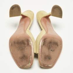 Pre Owned Amina Muaddi lupita Size 38.5 Beige Suede Slide Sandals