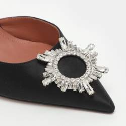 Pre Owned Amina Muaddi Begum Size 41 Black Satin Pumps