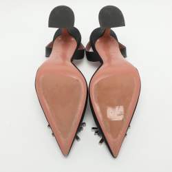 Pre Owned Amina Muaddi Begum Size 41 Black Satin Pumps