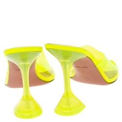 Pre Owned Amina Muaddi Neon Green PVC and Leather Lupita Sandals Size 40