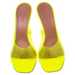 Pre Owned Amina Muaddi Neon Green PVC and Leather Lupita Sandals Size 40