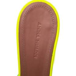 Pre Owned Amina Muaddi Neon Green PVC and Leather Lupita Sandals Size 40