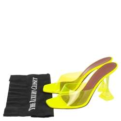 Pre Owned Amina Muaddi Neon Green PVC and Leather Lupita Sandals Size 40