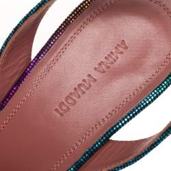 Pre Owned Amina Muaddi Multicolor Suede Begum Crystal Embellished Slingback Pumps Size 39.5