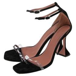 Pre Owned Amina Muaddi Black Suede Oya Sandals Size 41