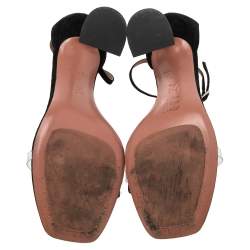 Pre Owned Amina Muaddi Black Suede Oya Sandals Size 41