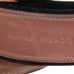 Pre Owned Amina Muaddi Black Suede Oya Sandals Size 41