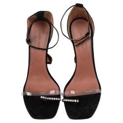 Pre Owned Amina Muaddi Black Suede Oya Sandals Size 41