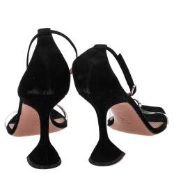 Pre Owned Amina Muaddi Black Suede Oya Sandals Size 41