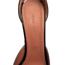 Pre Owned Amina Muaddi Black Patent Leather Bianca Ankle-Wrap Platform Sandals Size 39