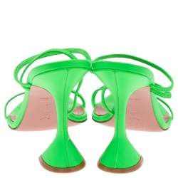 Pre Owned Amina Muaddi Neon Green Leather Naima Fluo Sandals Size 40