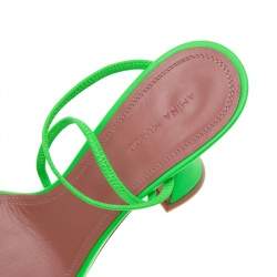 Pre Owned Amina Muaddi Neon Green Leather Naima Fluo Sandals Size 40