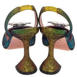 Amina Muaddi Multicolor Suede Begum Slingback Sandals Size 36.5