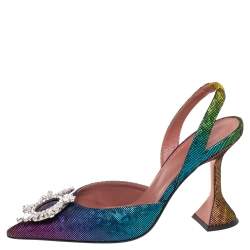 Amina Muaddi Multicolor Suede Begum Slingback Sandals Size 36.5