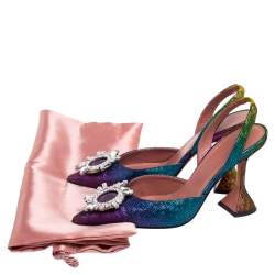 Amina Muaddi Multicolor Suede Begum Slingback Sandals Size 36.5