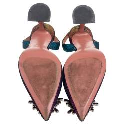 Amina Muaddi Multicolor Suede Begum Slingback Sandals Size 36.5