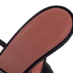 Pre Owned Amina Muaddi Black Satin Gilda Mules Size 41