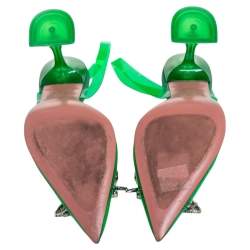 Pre Owned Amina Muaddi x Browns Green PVC Rosie Slingback Pumps Size 36.5