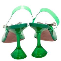 Pre Owned Amina Muaddi x Browns Green PVC Rosie Slingback Pumps Size 36.5