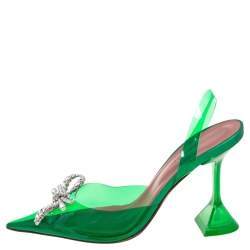Pre Owned Amina Muaddi x Browns Green PVC Rosie Slingback Pumps Size 36.5