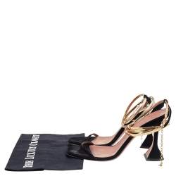 Pre Owned Amina Muaddi Black Suede Ankle Strap Sandals Size 39.5