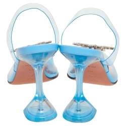 Pre Owned Amina Muaddi Blue PVC Begum Slingback Pumps Size 36.5