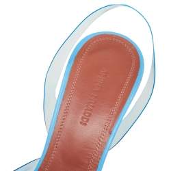 Pre Owned Amina Muaddi Blue PVC Begum Slingback Pumps Size 36.5