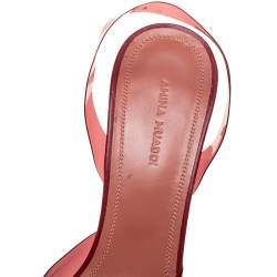Pre Owned Amina Muaddi Burgundy PVC Begum Glass Slingback Pumps Size 38.5