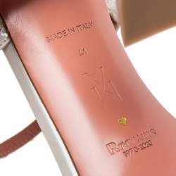 Pre Owned Amina Muaddi Grey Patent Leather Crystal Embellished Gilda Slide Sandals Size 41