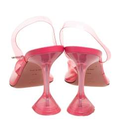 Pre Owned Amina Muaddi Pink PVC  Begum Crystal Embellished Slingback Pumps  40.5