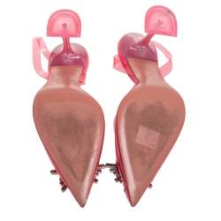 Pre Owned Amina Muaddi Pink PVC  Begum Crystal Embellished Slingback Pumps  40.5