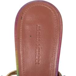 Pre Owned Amina Muaddi Iridescent PVC Crystal Embellished Gilda Mules Sandals Size 40