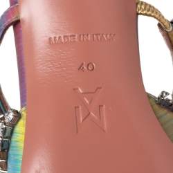 Pre Owned Amina Muaddi Iridescent PVC Crystal Embellished Gilda Mules Sandals Size 40