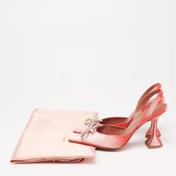 Pre Owned Amina Muaddi Two-Tone Iridescent Fabric Rosie Slingback Pumps Size 37.5