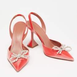 Pre Owned Amina Muaddi Two-Tone Iridescent Fabric Rosie Slingback Pumps Size 37.5