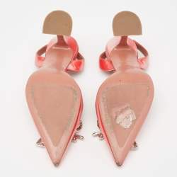 Pre Owned Amina Muaddi Two-Tone Iridescent Fabric Rosie Slingback Pumps Size 37.5