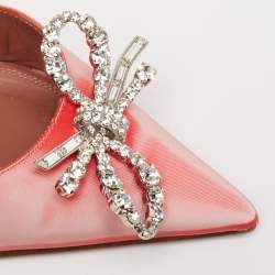 Pre Owned Amina Muaddi Two-Tone Iridescent Fabric Rosie Slingback Pumps Size 37.5