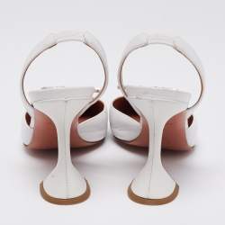 Pre Owned Amina Muaddi White Leather Begum Slingback Pumps Size 39