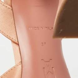Amina Muaddi Peach Satin Begum Crystal Slingback Pumps Size 37