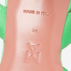 Amina Muaddi Green Satin Rosie Slingback Sandals Size 38