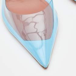 Pre Owned Amina Muaddi Light Blue PVC Holli Glass Slingback Sandals Size 40