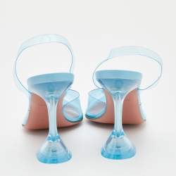 Pre Owned Amina Muaddi Light Blue PVC Holli Glass Slingback Sandals Size 40