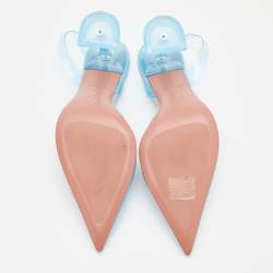 Pre Owned Amina Muaddi Light Blue PVC Holli Glass Slingback Sandals Size 40