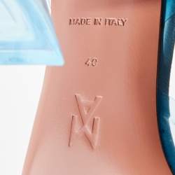 Pre Owned Amina Muaddi Light Blue PVC Holli Glass Slingback Sandals Size 40