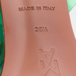 Pre Owned Amina Muaddi Green PVC Begum Crystal Embellished Slingback Sandals 38.5