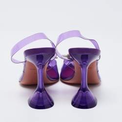 Pre Owned Amina Muaddi Purple PVC Begum Slingback Sandals Size 36