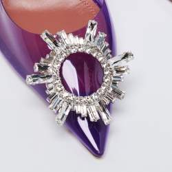 Pre Owned Amina Muaddi Purple PVC Begum Slingback Sandals Size 36